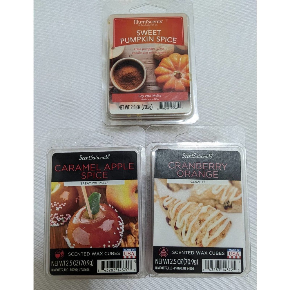 3 Scentsationals Scented Wax Cubes 2.5oz 6 pack caramel apple spice